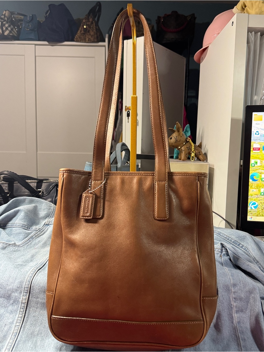Coach vintage Brown Hampton Leather Tote Bag - Tan Brown Shoulder Tote 7776
